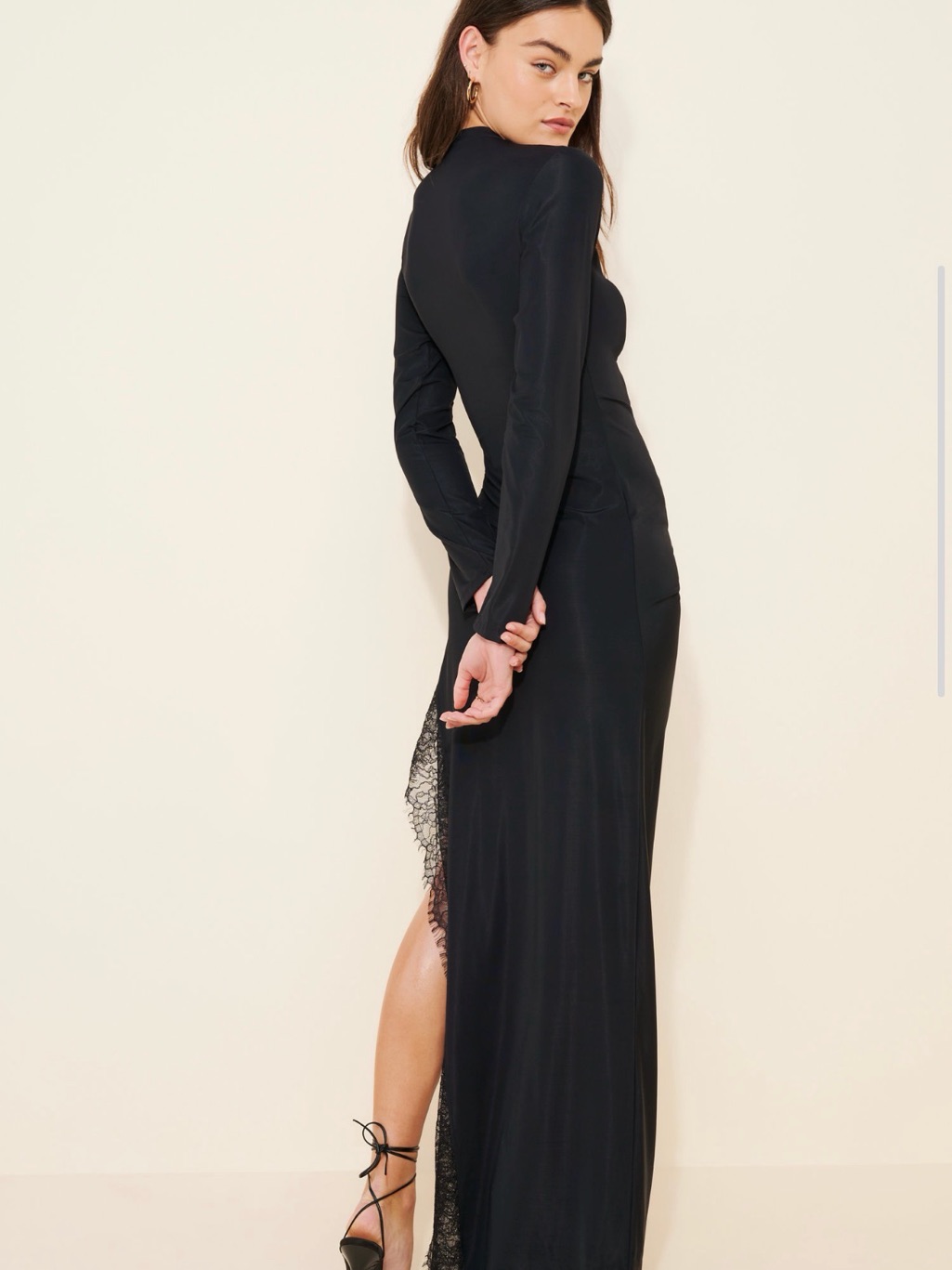Black Lace-Trim High-Slit Maxi Dress - Women — image 2 of 5